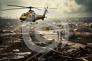 helicopter lands rescue operation after tsunami generative ai