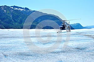 Helicopter on Mendenhall Glacier in Juneau Alaska