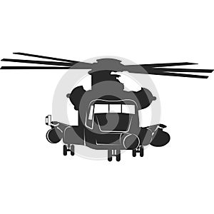 Helicopter for military operations. Military equipment. Vector image.
