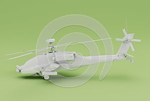 Helicopter, minimal 3d rendering on Olivine color background