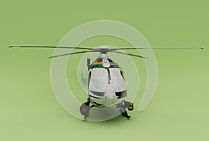 Helicopter, minimal 3d rendering on Olivine color background