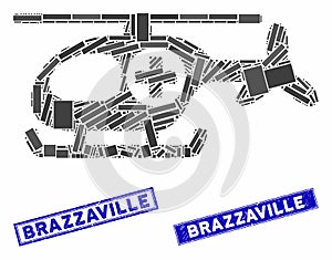 Helicopter Mosaic and Distress Rectangle Brazzaville Stamps