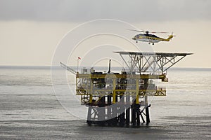 Helicopter and offshore oil rig