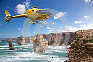 Helicopter over the 12 Apostles, Australia