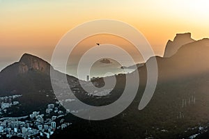 helicopter over the brazilian city of rio de janeiro. tourist attraction