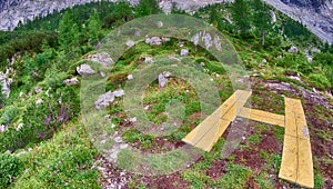 Helicopter pad on italian alps in summer season