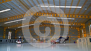 Helicopter parking in Hangar and prepare for fly by support team