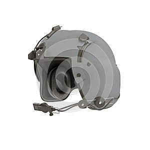 Helicopter Pilot Helmet on white. 3D illustration