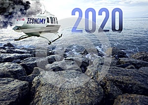 The helicopter that reads economy, catches fire and will fall at sea, illustrates the economic chaos of 2020