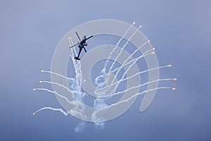 Helicopter releasing flares photo
