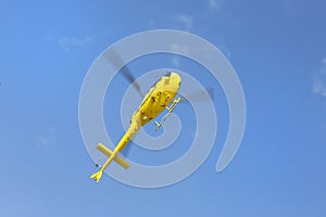 Helicopter rescue, helicopter in the air while flying