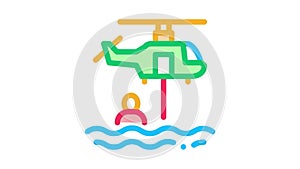 helicopter rescue on sea Icon Animation