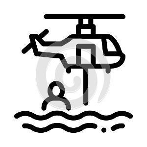 Helicopter rescue on sea icon vector outline illustration