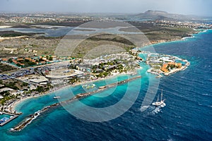 Helicopter Ride - Curacao sea Aquarium coastline