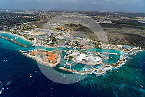 Helicopter Ride - Curacao sea Aquarium coastline