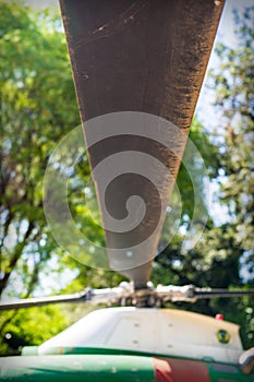 Helicopter rotor blade detail selective focus