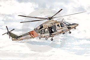 Helicopter of search and rescue service in action