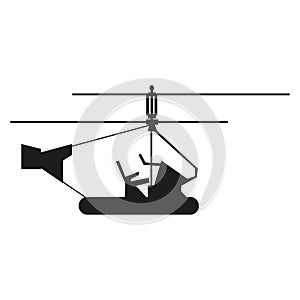 Helicopter sign illustration. Vector. Black icon on white background