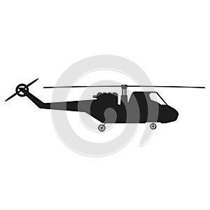 Helicopter sign illustration. Vector. Black icon on white background