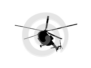 Helicopter silhouette on a white background