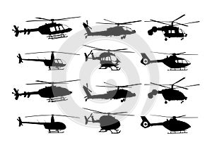 The helicopter silhouettes.