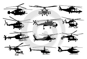The helicopter silhouettes.