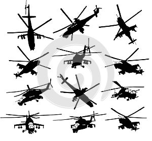 Helicopter silhouettes set