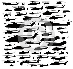 Helicopter silhouettes set