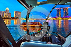 Helicopter on Singapore Skyline