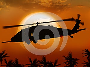 Helicopter and sun