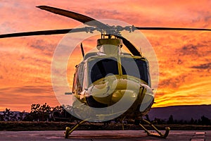 Helicopter on a sunset