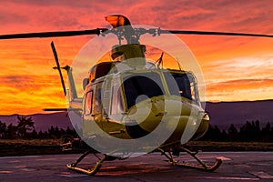 Helicopter on a sunset