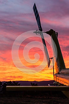 Helicopter on a sunset