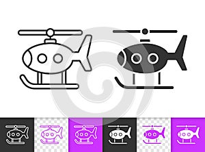 Helicopter Toy simple black line vector icon
