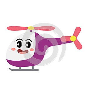 Helicopter transportation cartoon character side view vector illustration