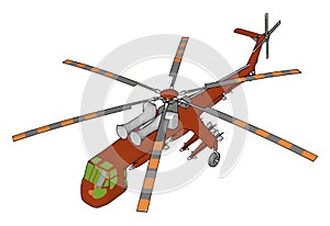 Helicopter a type of rotorcraft or aircraft vector or color illustration