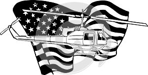 Helicopter vector illustration in black and white