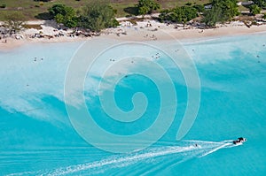 Helicopter view of an Antigua beach