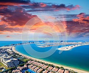 Helicopter view of Dubai Palm Island