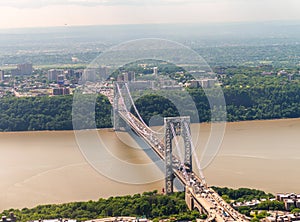 Helicopter view of George Washington Bridge in New York City