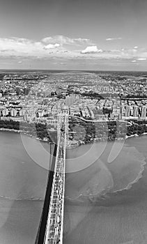 Helicopter view of George Washington Bridge in New York City