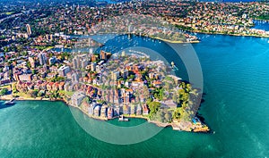 Helicopter view of Kirribilli in Sydney, New South Wales, Australia photo