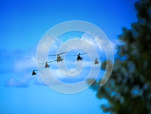 Helicopters in attack