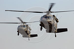 Helicopters landing