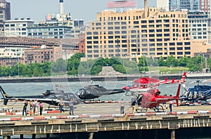 Helicopters ready to fly over Manhattan