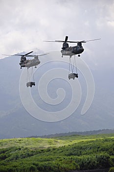 Helicopters transporting Cars