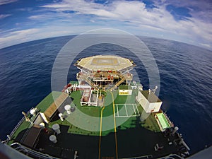 Helideck on the vessel for helicopter landing