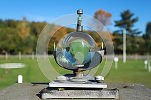 Heliograph measuring instrument in meteorological garden photo