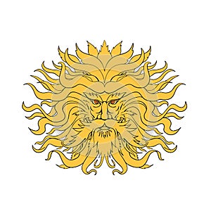 Helios Greek God of Sun Head Drawing Color