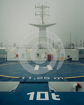 Helipad atop the ferry to Newfoundland, Channel-Port aux Basques, Newfoundland and Labrador, Canada